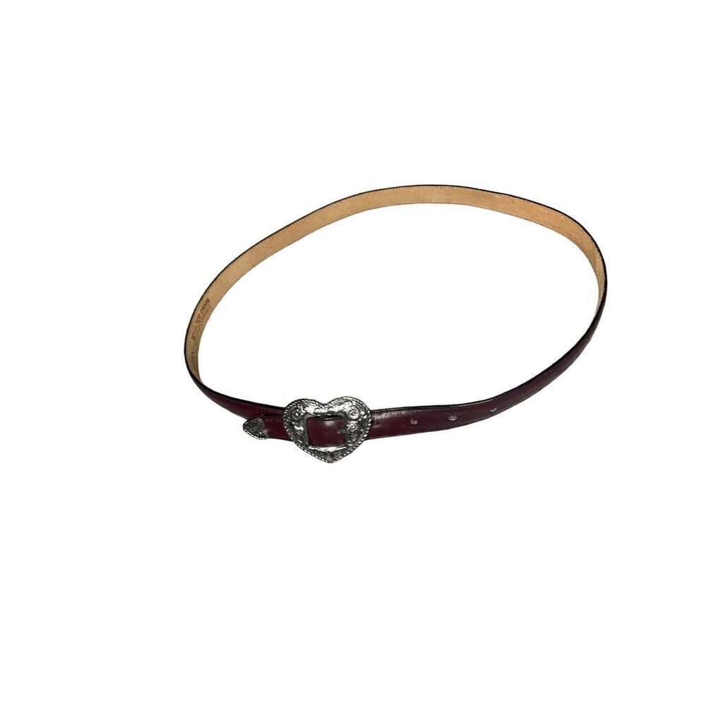 Justin Vintage 90s Heart buckle Top Grain Cowhide Leather Belt Women’s Size 30 - Picture 1 of 5